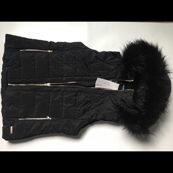 Calvin Klein Jackets & Blazers - NEW Faux Fur Hooded Puffer Vest